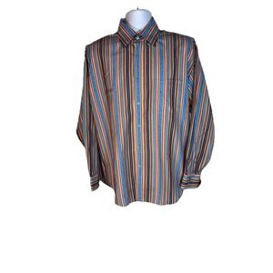 Bugatchi Uomo Colorful Festive Striped Shirt sz L Button Down Collared‎